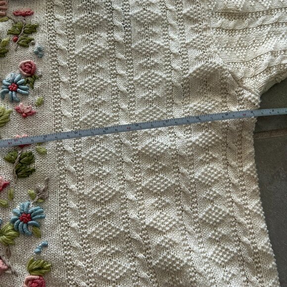 Vintage IVY Collectibles Hand Knit Floral Cardigan Sweater Size Medium - Picture 8 of 9